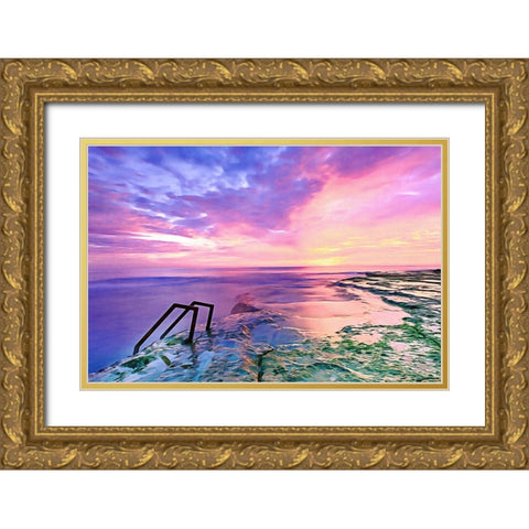 Fair Skies and Calm Sea Gold Ornate Wood Framed Art Print with Double Matting by Alpenglow Workshop