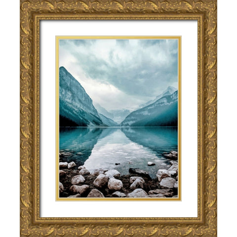 Glacial Lake  Gold Ornate Wood Framed Art Print with Double Matting by Alpenglow Workshop