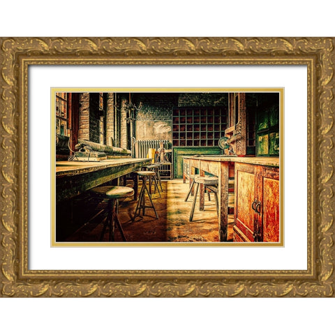 Olde Workshop Gold Ornate Wood Framed Art Print with Double Matting by Alpenglow Workshop