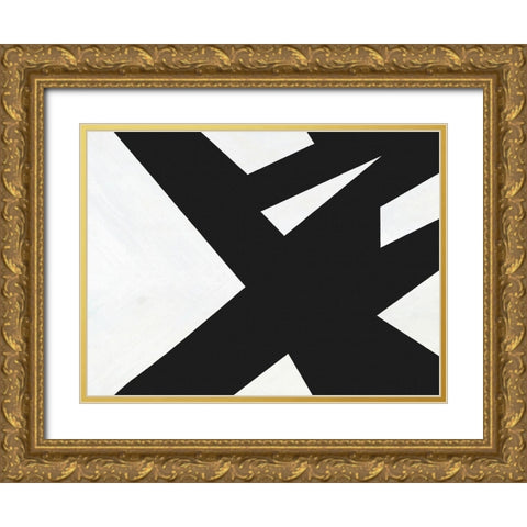 Black White Slash Gold Ornate Wood Framed Art Print with Double Matting by Alpenglow Workshop