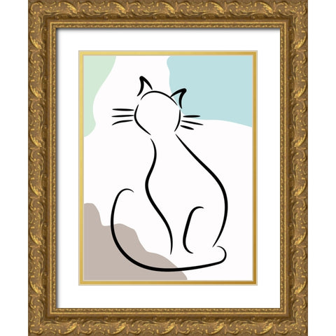 Elegant Cat I Gold Ornate Wood Framed Art Print with Double Matting by Alpenglow Workshop