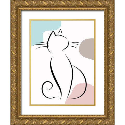 Elegant Cat II Gold Ornate Wood Framed Art Print with Double Matting by Alpenglow Workshop