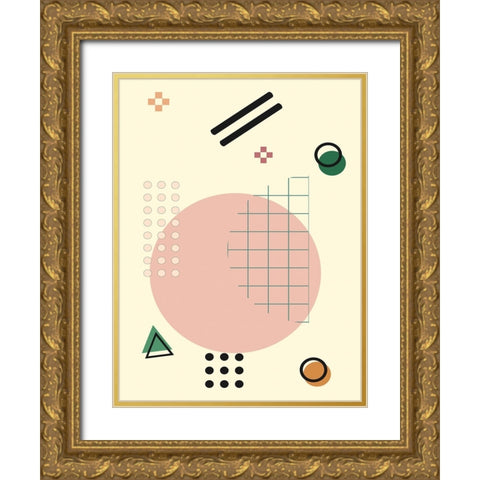 Geometric Arrangment I Gold Ornate Wood Framed Art Print with Double Matting by Alpenglow Workshop
