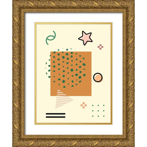 Geometric Arrangment II Gold Ornate Wood Framed Art Print with Double Matting by Alpenglow Workshop