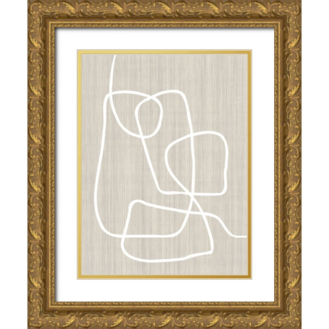 Linen and Lines I Gold Ornate Wood Framed Art Print with Double Matting by Alpenglow Workshop
