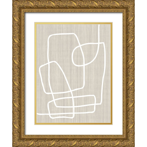 Linen and Lines II Gold Ornate Wood Framed Art Print with Double Matting by Alpenglow Workshop