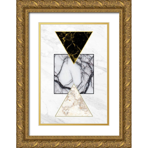 Marble Shapes Gold Ornate Wood Framed Art Print with Double Matting by Alpenglow Workshop