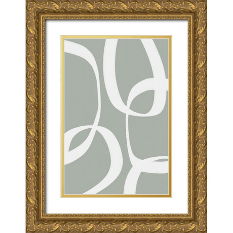 Paper Chain Gray Gold Ornate Wood Framed Art Print with Double Matting by Alpenglow Workshop