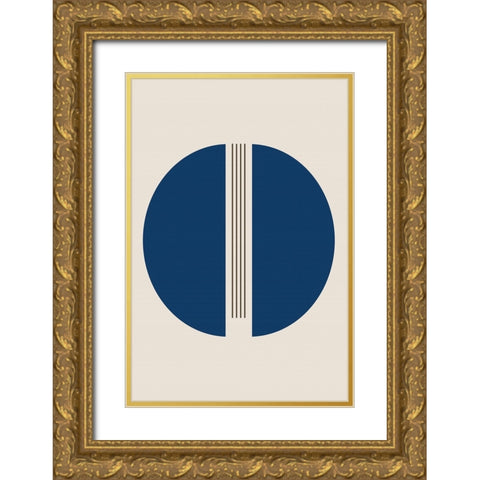 Semicircles and Lines Gold Ornate Wood Framed Art Print with Double Matting by Alpenglow Workshop