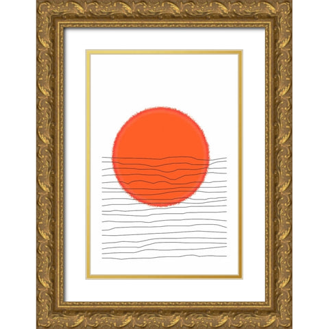Sun on the Horizon Gold Ornate Wood Framed Art Print with Double Matting by Alpenglow Workshop