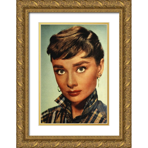 Audrey Hepburn, 1954 Gold Ornate Wood Framed Art Print with Double Matting by Vintage Hollywood Archive