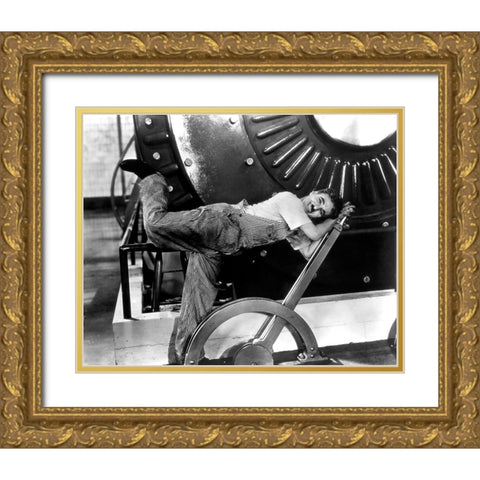 Charlie Chaplin, Modern Times Gold Ornate Wood Framed Art Print with Double Matting by Vintage Hollywood Archive