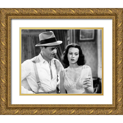 Clark Gable, Hedy Lamarr, Comrade X, 1940 Gold Ornate Wood Framed Art Print with Double Matting by Vintage Hollywood Archive