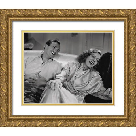 Doug Fairbanks Jr and Irene Dunne Gold Ornate Wood Framed Art Print with Double Matting by Vintage Hollywood Archive
