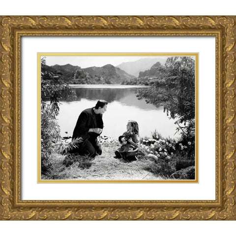 Frankenstein and Maria, 1931 Gold Ornate Wood Framed Art Print with Double Matting by Vintage Hollywood Archive