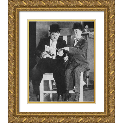Laurel and Hardy Gold Ornate Wood Framed Art Print with Double Matting by Vintage Hollywood Archive
