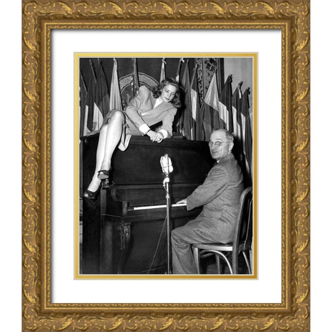 Lauren Bacall, Harry Truman, 1945 Gold Ornate Wood Framed Art Print with Double Matting by Vintage Hollywood Archive