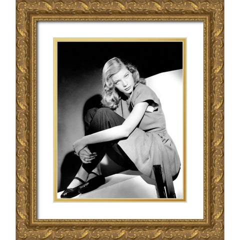 Lauren Bacall Gold Ornate Wood Framed Art Print with Double Matting by Vintage Hollywood Archive