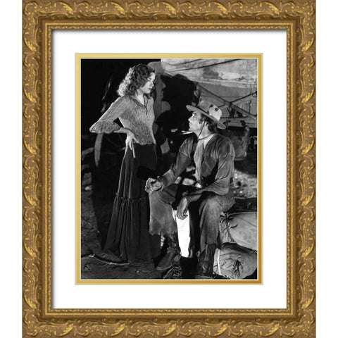 Lili Damita, Gary Cooper,Â Fighting Caravans, 1931 Gold Ornate Wood Framed Art Print with Double Matting by Vintage Hollywood Archive