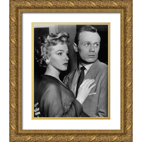 Marilyn Monroe, Richard Widmark, Dont Bother to Knock, 1952 Gold Ornate Wood Framed Art Print with Double Matting by Vintage Hollywood Archive