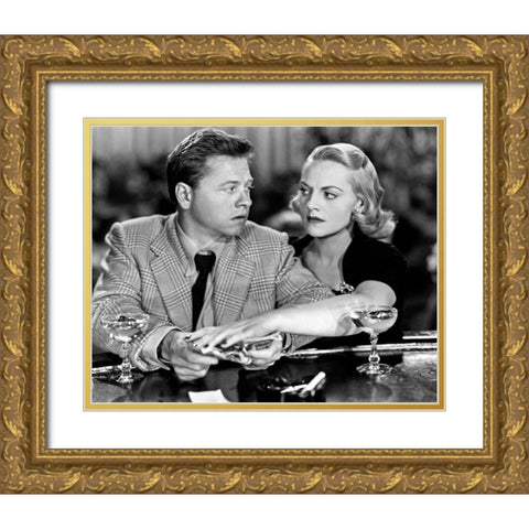 Mickey Rooney, Jeanne Cagney, Quicksand, 1950 Gold Ornate Wood Framed Art Print with Double Matting by Vintage Hollywood Archive