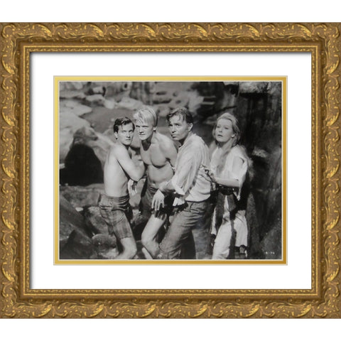 Pat Boone, Peter Ronson, James Mason, Arlene Dahl, Journey to the Center of the Earth, 1959 Gold Ornate Wood Framed Art Print with Double Matting by Vintage Hollywood Archive