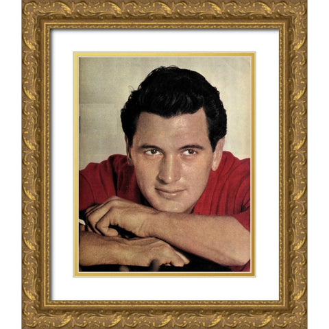 Rock Hudson, 1956 Gold Ornate Wood Framed Art Print with Double Matting by Vintage Hollywood Archive