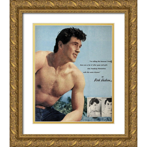 Rock Hudson, 1953 Gold Ornate Wood Framed Art Print with Double Matting by Vintage Hollywood Archive