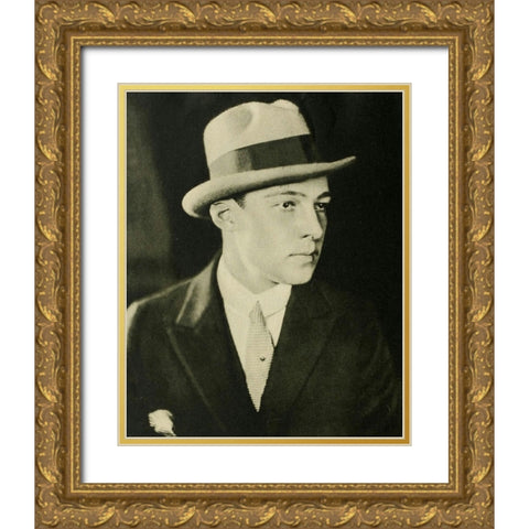 Rudolph Valentino, 1924 Gold Ornate Wood Framed Art Print with Double Matting by Vintage Hollywood Archive