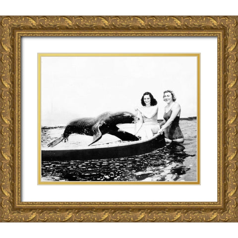 Sharkey the Seal, 1941 Gold Ornate Wood Framed Art Print with Double Matting by Vintage Hollywood Archive