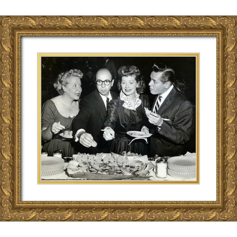 Vivian Vance, Jess Oppenheime, Lucille Ball, and Desi Arnaz, 1955 Gold Ornate Wood Framed Art Print with Double Matting by Vintage Hollywood Archive