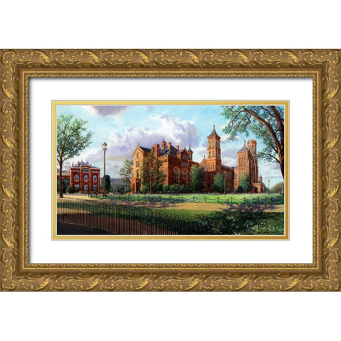 Washington Chronicle Smithsonian at the Mall Gold Ornate Wood Framed Art Print with Double Matting by Wang, John Z.