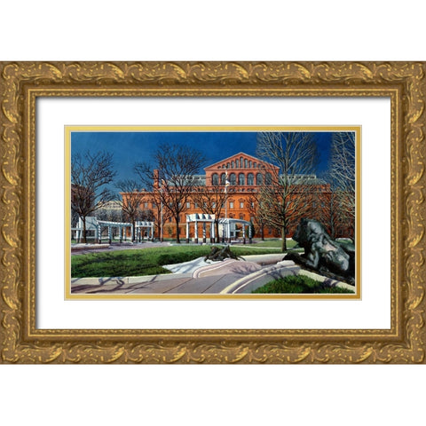 Washington Chronicle Judiciary Square Gold Ornate Wood Framed Art Print with Double Matting by Wang, John Z.