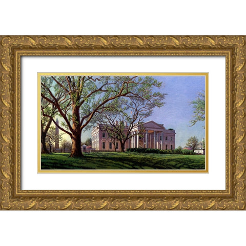 Washington Chronicle The White House Gold Ornate Wood Framed Art Print with Double Matting by Wang, John Z.
