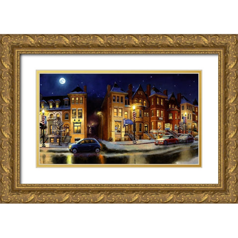 Washington Chronicle Adams Morgan Gold Ornate Wood Framed Art Print with Double Matting by Wang, John Z.