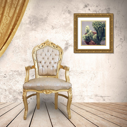 Cactus Gold Ornate Wood Framed Art Print with Double Matting by Wang, John Z.