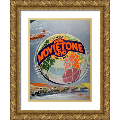 Fox Movietone News-1929 Gold Ornate Wood Framed Art Print with Double Matting by Vintage Hollywood Archive