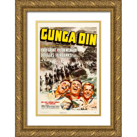Gunga Din-1938 Gold Ornate Wood Framed Art Print with Double Matting by Vintage Hollywood Archive