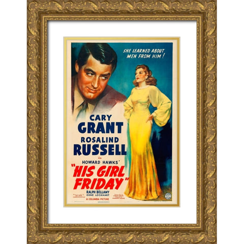 His Girl Friday-1940 Gold Ornate Wood Framed Art Print with Double Matting by Vintage Hollywood Archive