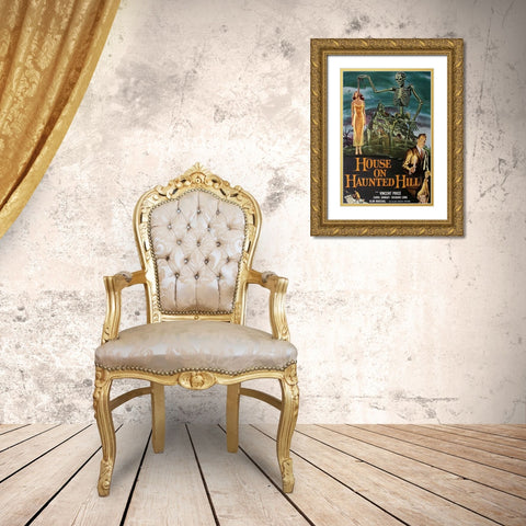 House on a Haunted Hill-1958 Gold Ornate Wood Framed Art Print with Double Matting by Vintage Hollywood Archive