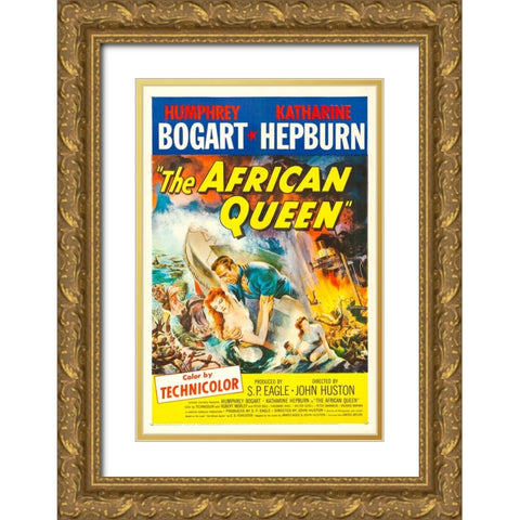 The African Queen-1952 Gold Ornate Wood Framed Art Print with Double Matting by Vintage Hollywood Archive