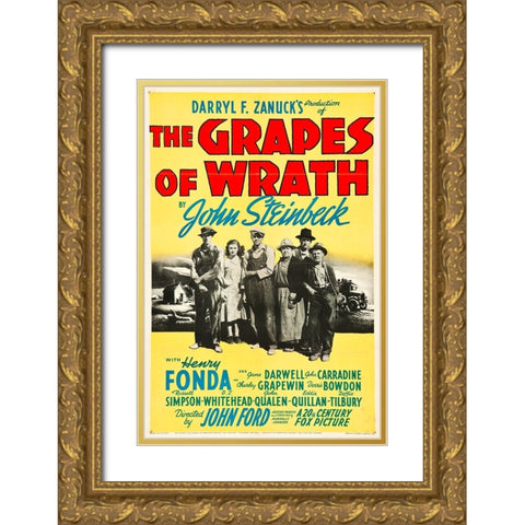 The Grapes of Wrath-1940 Gold Ornate Wood Framed Art Print with Double Matting by Vintage Hollywood Archive