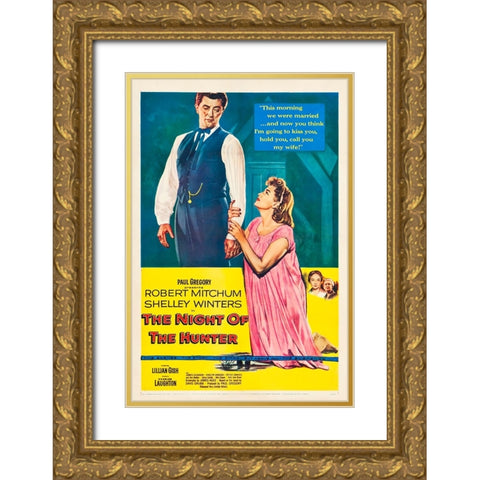 The Night of the Hunter-1955 Gold Ornate Wood Framed Art Print with Double Matting by Vintage Hollywood Archive