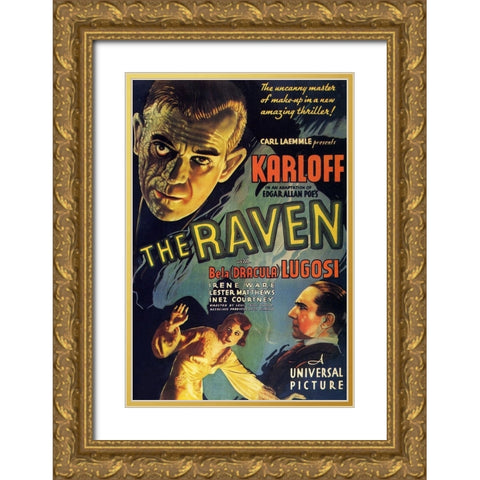 The Raven-1935 Gold Ornate Wood Framed Art Print with Double Matting by Vintage Hollywood Archive