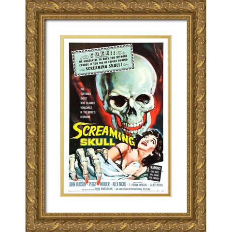 The Screaming Skull Gold Ornate Wood Framed Art Print with Double Matting by Vintage Hollywood Archive