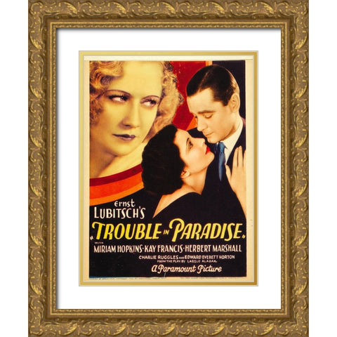 Trouble in Paradise-1932 Gold Ornate Wood Framed Art Print with Double Matting by Vintage Hollywood Archive
