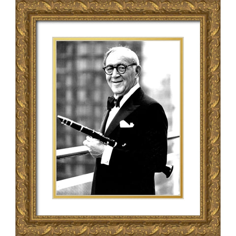 Benny Goodman Gold Ornate Wood Framed Art Print with Double Matting by Vintage Music Archive
