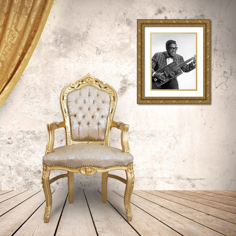 Bo Diddley-1957 Gold Ornate Wood Framed Art Print with Double Matting by Vintage Music Archive