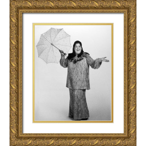 Cass Elliot-1973 Gold Ornate Wood Framed Art Print with Double Matting by Vintage Music Archive