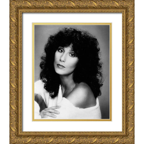 Cher Casablanca Gold Ornate Wood Framed Art Print with Double Matting by Vintage Music Archive